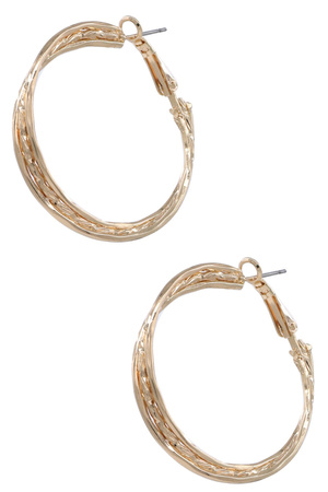 Metal Textured Twisted Hoop Earrings