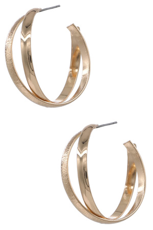 Metal Textured Layered Hoop Earrings