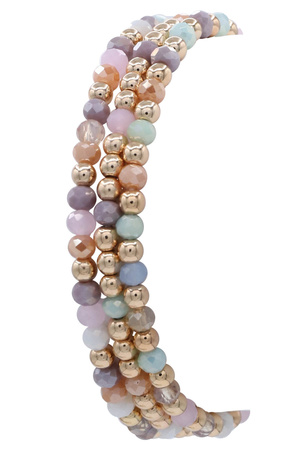 Metal Beaded Layered Stretch Bracelet Set