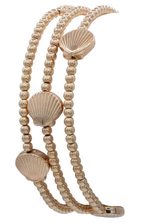 Metal Beaded Sea Shell Stretch Bracelet Set